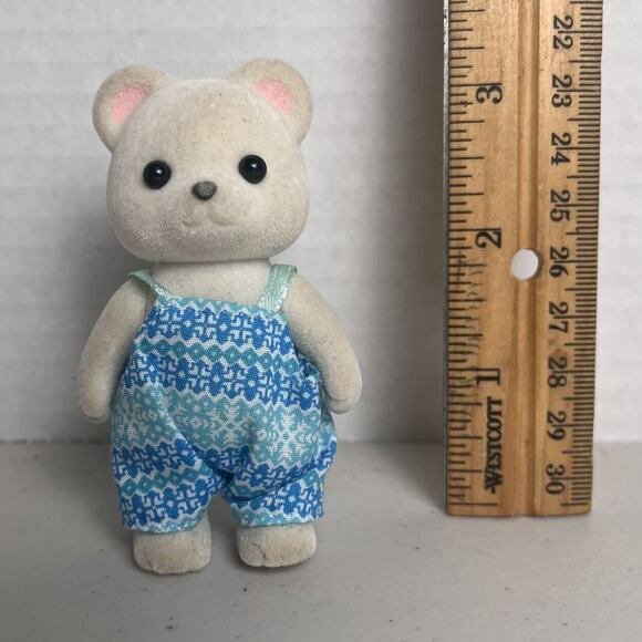 Calico Critters Snowfluff Polar Bear Dad Blue Bibs 3" Toy Figurine Collectible - Picture 7 of 7